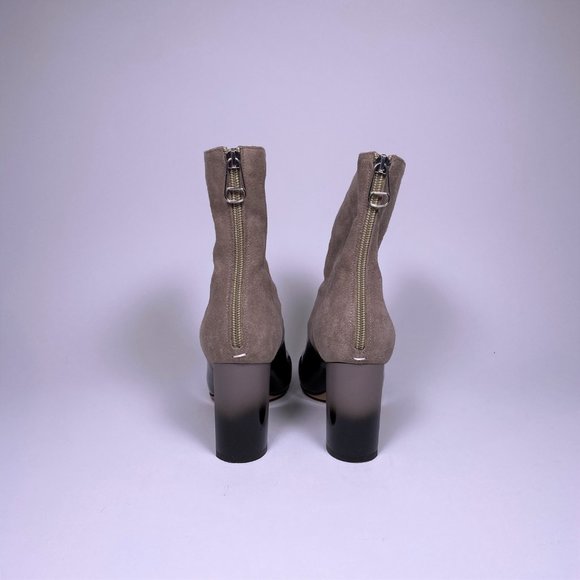 MAISON MARGIELA Grey Suede Brown Patent Leather Ombre Booties - Picture 5 of 8
